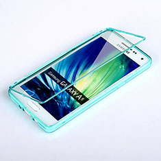 Silikon Schutzhülle Flip Tasche Durchsichtig Transparent für Samsung Galaxy A5 SM-500F Hellblau