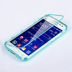 Silikon Schutzhülle Flip Tasche Durchsichtig Transparent für Samsung Galaxy Core Prime G360F G360GY Hellblau