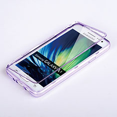 Silikon Schutzhülle Flip Tasche Durchsichtig Transparent für Samsung Galaxy DS A300G A300H A300M Violett