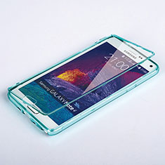 Silikon Schutzhülle Flip Tasche Durchsichtig Transparent für Samsung Galaxy Note 4 SM-N910F Hellblau