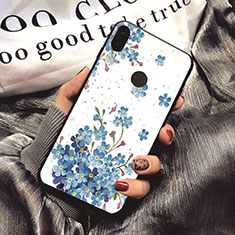 Silikon Schutzhülle Gummi Tasche Blumen für Huawei P20 Lite Blau