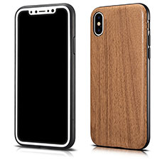 Silikon Schutzhülle Gummi Tasche Holzmaserung Muster für Apple iPhone X Braun