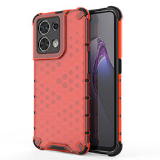 Silikon Schutzhülle Rahmen Tasche Hülle Durchsichtig Transparent 360 Grad Ganzkörper AM1 für Oppo Reno9 Pro 5G Rot