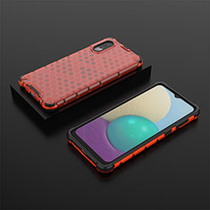Silikon Schutzhülle Rahmen Tasche Hülle Durchsichtig Transparent 360 Grad Ganzkörper AM1 für Samsung Galaxy A02 Rot
