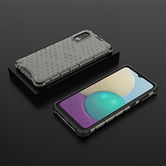 Silikon Schutzhülle Rahmen Tasche Hülle Durchsichtig Transparent 360 Grad Ganzkörper AM1 für Samsung Galaxy A02 Schwarz