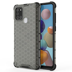 Silikon Schutzhülle Rahmen Tasche Hülle Durchsichtig Transparent 360 Grad Ganzkörper AM1 für Samsung Galaxy A21s Schwarz