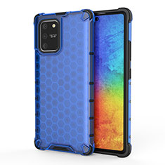 Silikon Schutzhülle Rahmen Tasche Hülle Durchsichtig Transparent 360 Grad Ganzkörper AM1 für Samsung Galaxy A91 Blau
