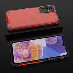 Silikon Schutzhülle Rahmen Tasche Hülle Durchsichtig Transparent 360 Grad Ganzkörper AM1 für Samsung Galaxy F23 5G Rot