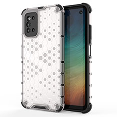 Silikon Schutzhülle Rahmen Tasche Hülle Durchsichtig Transparent 360 Grad Ganzkörper AM1 für Samsung Galaxy F52 5G Weiß