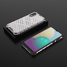 Silikon Schutzhülle Rahmen Tasche Hülle Durchsichtig Transparent 360 Grad Ganzkörper AM1 für Samsung Galaxy M02 Weiß