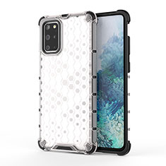 Silikon Schutzhülle Rahmen Tasche Hülle Durchsichtig Transparent 360 Grad Ganzkörper AM1 für Samsung Galaxy S20 Plus Weiß