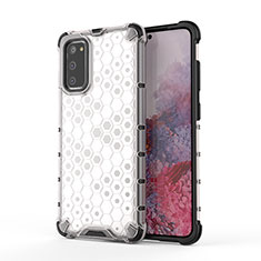 Silikon Schutzhülle Rahmen Tasche Hülle Durchsichtig Transparent 360 Grad Ganzkörper AM1 für Samsung Galaxy S20 Weiß