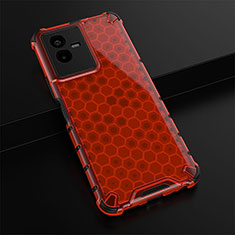 Silikon Schutzhülle Rahmen Tasche Hülle Durchsichtig Transparent 360 Grad Ganzkörper AM1 für Vivo iQOO Z6x Rot