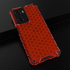 Silikon Schutzhülle Rahmen Tasche Hülle Durchsichtig Transparent 360 Grad Ganzkörper AM2 für Oppo A57e Rot
