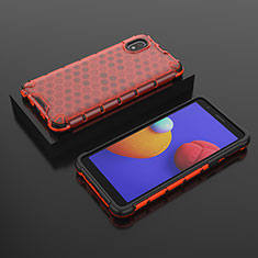 Silikon Schutzhülle Rahmen Tasche Hülle Durchsichtig Transparent 360 Grad Ganzkörper AM2 für Samsung Galaxy A01 Core Rot