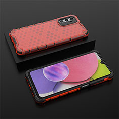Silikon Schutzhülle Rahmen Tasche Hülle Durchsichtig Transparent 360 Grad Ganzkörper AM2 für Samsung Galaxy A04s Rot