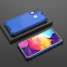 Silikon Schutzhülle Rahmen Tasche Hülle Durchsichtig Transparent 360 Grad Ganzkörper AM2 für Samsung Galaxy A30 Blau
