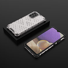 Silikon Schutzhülle Rahmen Tasche Hülle Durchsichtig Transparent 360 Grad Ganzkörper AM2 für Samsung Galaxy A32 4G Weiß