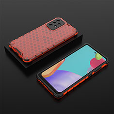 Silikon Schutzhülle Rahmen Tasche Hülle Durchsichtig Transparent 360 Grad Ganzkörper AM2 für Samsung Galaxy A52 4G Rot