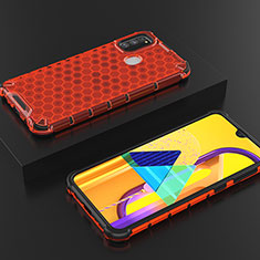 Silikon Schutzhülle Rahmen Tasche Hülle Durchsichtig Transparent 360 Grad Ganzkörper AM2 für Samsung Galaxy M30s Rot