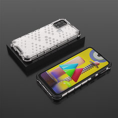 Silikon Schutzhülle Rahmen Tasche Hülle Durchsichtig Transparent 360 Grad Ganzkörper AM2 für Samsung Galaxy M31 Prime Edition Weiß