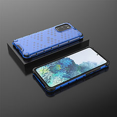 Silikon Schutzhülle Rahmen Tasche Hülle Durchsichtig Transparent 360 Grad Ganzkörper AM2 für Samsung Galaxy S20 Plus Blau