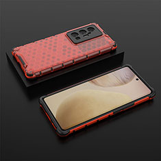 Silikon Schutzhülle Rahmen Tasche Hülle Durchsichtig Transparent 360 Grad Ganzkörper AM2 für Vivo X70 Pro+ Plus 5G Rot