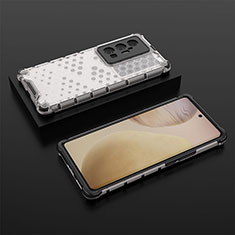 Silikon Schutzhülle Rahmen Tasche Hülle Durchsichtig Transparent 360 Grad Ganzkörper AM2 für Vivo X70 Pro+ Plus 5G Weiß