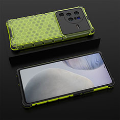 Silikon Schutzhülle Rahmen Tasche Hülle Durchsichtig Transparent 360 Grad Ganzkörper AM2 für Vivo X80 Pro 5G Grün