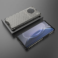 Silikon Schutzhülle Rahmen Tasche Hülle Durchsichtig Transparent 360 Grad Ganzkörper AM2 für Vivo X90 5G Schwarz