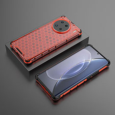 Silikon Schutzhülle Rahmen Tasche Hülle Durchsichtig Transparent 360 Grad Ganzkörper AM2 für Vivo X90 Pro 5G Rot