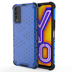Silikon Schutzhülle Rahmen Tasche Hülle Durchsichtig Transparent 360 Grad Ganzkörper AM2 für Vivo Y12s Blau
