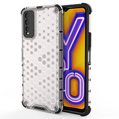 Silikon Schutzhülle Rahmen Tasche Hülle Durchsichtig Transparent 360 Grad Ganzkörper AM2 für Vivo Y12s Weiß