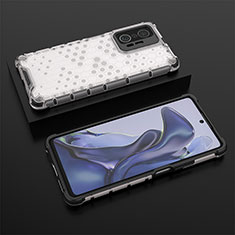 Silikon Schutzhülle Rahmen Tasche Hülle Durchsichtig Transparent 360 Grad Ganzkörper AM2 für Xiaomi Mi 11T 5G Weiß