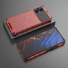 Silikon Schutzhülle Rahmen Tasche Hülle Durchsichtig Transparent 360 Grad Ganzkörper AM2 für Xiaomi Poco M5 4G Rot