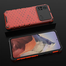 Silikon Schutzhülle Rahmen Tasche Hülle Durchsichtig Transparent 360 Grad Ganzkörper AM2 für Xiaomi Poco X4 Pro 5G Rot