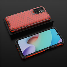 Silikon Schutzhülle Rahmen Tasche Hülle Durchsichtig Transparent 360 Grad Ganzkörper AM2 für Xiaomi Redmi 10 4G Rot