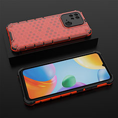 Silikon Schutzhülle Rahmen Tasche Hülle Durchsichtig Transparent 360 Grad Ganzkörper AM2 für Xiaomi Redmi 10 India Rot