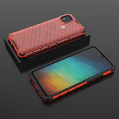 Silikon Schutzhülle Rahmen Tasche Hülle Durchsichtig Transparent 360 Grad Ganzkörper AM2 für Xiaomi Redmi 9 India Rot
