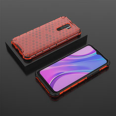 Silikon Schutzhülle Rahmen Tasche Hülle Durchsichtig Transparent 360 Grad Ganzkörper AM2 für Xiaomi Redmi 9 Rot