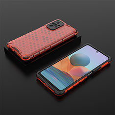 Silikon Schutzhülle Rahmen Tasche Hülle Durchsichtig Transparent 360 Grad Ganzkörper AM2 für Xiaomi Redmi Note 10 Pro 4G Rot