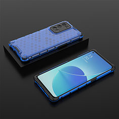 Silikon Schutzhülle Rahmen Tasche Hülle Durchsichtig Transparent 360 Grad Ganzkörper AM3 für Oppo Reno6 Pro 5G Blau