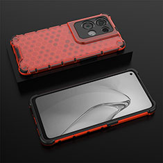 Silikon Schutzhülle Rahmen Tasche Hülle Durchsichtig Transparent 360 Grad Ganzkörper AM3 für Oppo Reno9 Pro+ Plus 5G Rot
