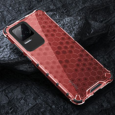 Silikon Schutzhülle Rahmen Tasche Hülle Durchsichtig Transparent 360 Grad Ganzkörper AM3 für Xiaomi Poco F4 5G Rot