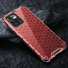 Silikon Schutzhülle Rahmen Tasche Hülle Durchsichtig Transparent 360 Grad Ganzkörper AM3 für Xiaomi Redmi Note 10 Pro 5G Rot