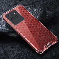 Silikon Schutzhülle Rahmen Tasche Hülle Durchsichtig Transparent 360 Grad Ganzkörper AM4 für Vivo iQOO Neo6 5G Rot