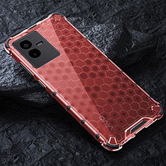 Silikon Schutzhülle Rahmen Tasche Hülle Durchsichtig Transparent 360 Grad Ganzkörper AM4 für Vivo iQOO Z6x Rot