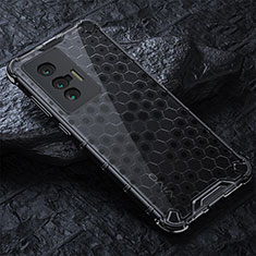 Silikon Schutzhülle Rahmen Tasche Hülle Durchsichtig Transparent 360 Grad Ganzkörper AM4 für Vivo X70 5G Schwarz