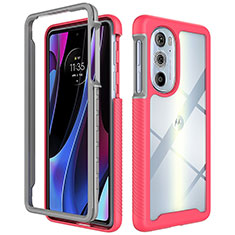 Silikon Schutzhülle Rahmen Tasche Hülle Durchsichtig Transparent 360 Grad Ganzkörper für Motorola Moto Edge 30 Pro 5G Pink