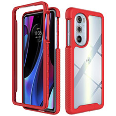 Silikon Schutzhülle Rahmen Tasche Hülle Durchsichtig Transparent 360 Grad Ganzkörper für Motorola Moto Edge 30 Pro 5G Rot